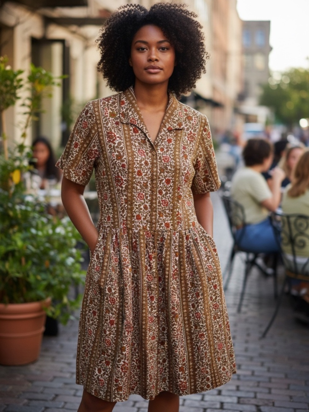 Vintage Sears Floral Cotton Dress Size 20 Boho Prairie Cottagecore Pockets